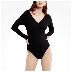 NWT A Pea In The Pod V-Neck Ribbed Long Sleeve Bodysuit Black Size Medium
